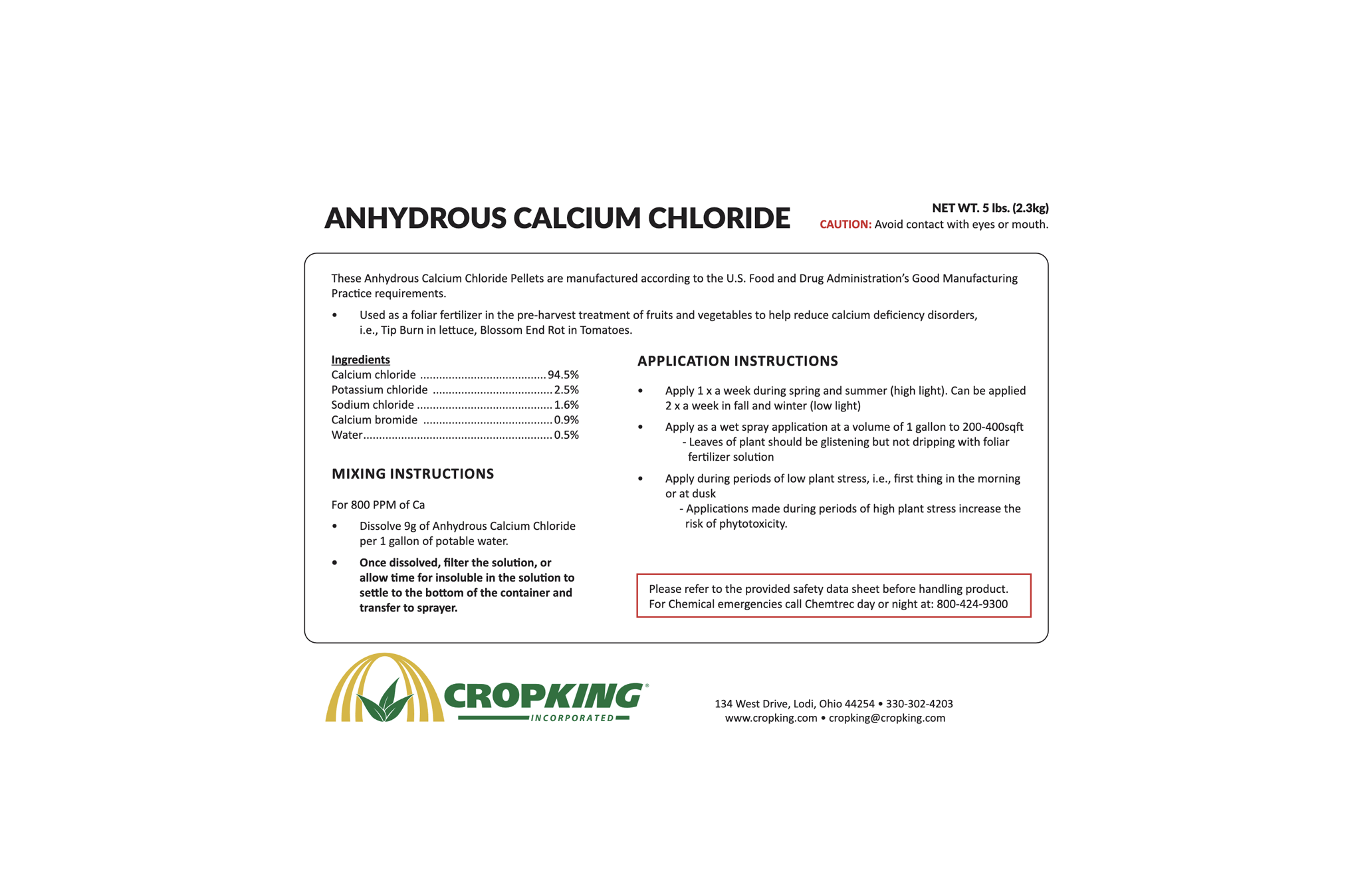 Calcium Chloride - 5lb bag